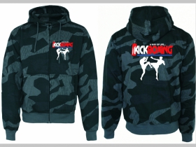 Kickboxing - A Way of Life...maskáčová mikina na zips s kapucou vzor Nightcamo-Nočný maskáč "Splinter"